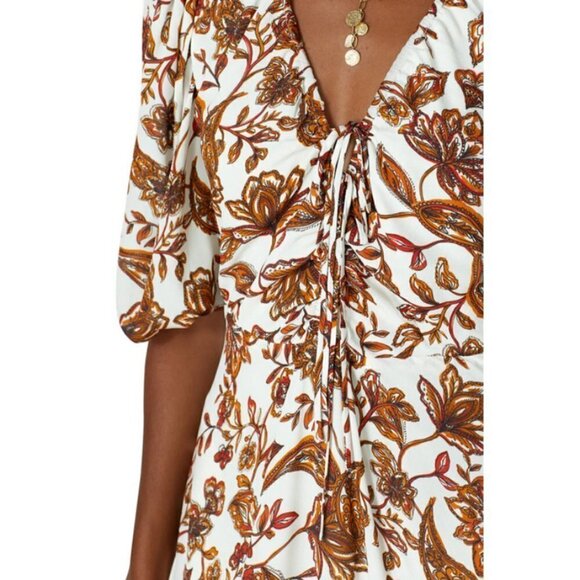 💕NICHOLAS💕 Printed Danielle Dress ~ Ivory Paisley Floral Print US 12 Crepe - Picture 4 of 16